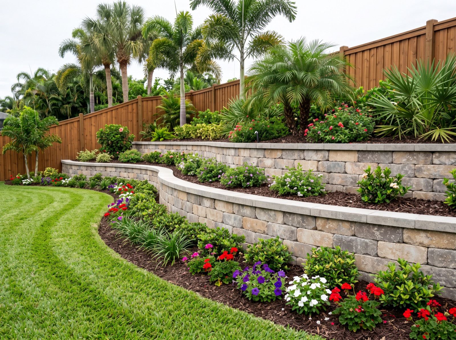 Segmental and stacked-stone walls that hold grade, terrace a slope and stay level.